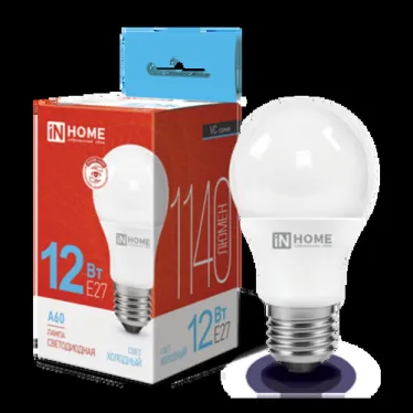 Лампа светодиодная LED-A60-VC 12Вт 230В Е27 6500К 1080Лм | 4690612020259 | IN HOME