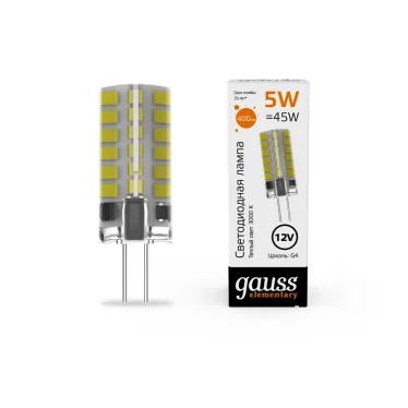 Лампа светодиодная Elementary G4 12V 5W 400lm 3000K силикон LED 1/20/200 | 18715 | Gauss