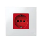Розетка 2P+E Schuko со шторками, безвинтовой зажим, 16А 250В, S27, красный