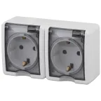 Розетка 2х2P+E IP54, шторки, 16A-250В, ОУ, Эра Эксперт, Al+Cu, белый, 11А-2404-01