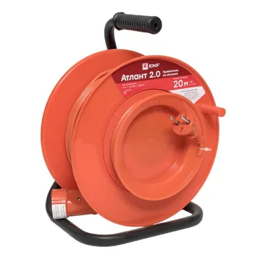 Удлинитель на катушке ''Атлант 2.0'' 1 гнездо 20м без заземления ПВС 2*0,75 6А/1,3кВт PROxima