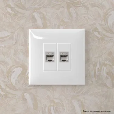 Avanti Компьютерная розетка RJ-45 без шторки в стену, кат.6 двойная экранированная, Белое облако
