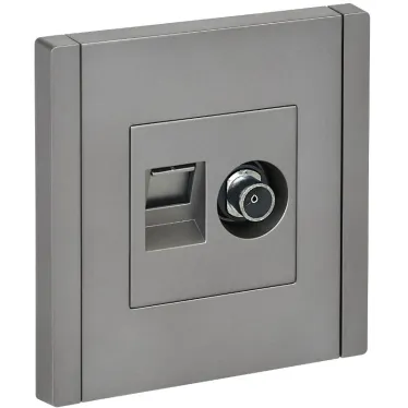 FORTE@PIANO Розетка двойная TV+RJ45 кат.6 FP537 сталь IEK