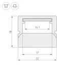Профиль алюминиевый для светодиодной ленты WPH-FLOOR22-2000 (ARL, Пластик) |  023290  | Аrlight