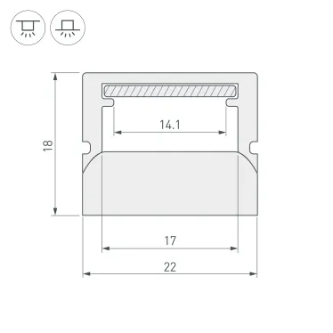 Профиль алюминиевый для светодиодной ленты WPH-FLOOR22-2000 (ARL, Пластик) |  023290  | Аrlight