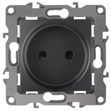 Розетка 2P, 16A-250В, Эра12, антрацит, 12-2105-05
