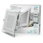 Светильник светодиодный встраиваемый квадратный с декоративным стеклом 12W 4000K 1/40 | 948111212 | Gauss