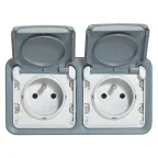 Двухместная монтажная коробка - Программа Plexo - серый - 2 поста - горизонтальная установка