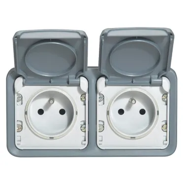 Двухместная монтажная коробка - Программа Plexo - серый - 2 поста - горизонтальная установка