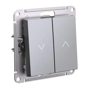 ATLASDESIGN 2-клавишный ВЫКЛЮЧАТЕЛЬ ЖАЛЮЗИ, 10А, мех., СТАЛЬ