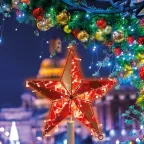 Светодиодная фигура Звезда 100 см, 200 светодиодов, с трубой и подвесом, цвет свечения красный | 514-274 | NEON-NIGHT