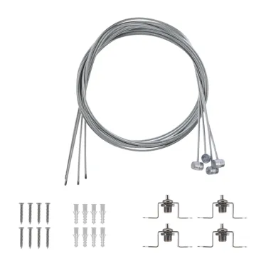 Комплект подвесных крепежей для светодиодных панелей № 1 (Трос, Винт самонарезающий, Дюбель пластмассовый,Кронштейн) | 606-301 | Rexant