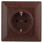 Розетка Intro Solo 4-202-10 с заземлением 2P+E Schuko, 16А-250В, IP20, СУ, венге