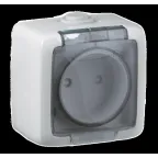Розетка наружная белая без заземления и без шторокIP44