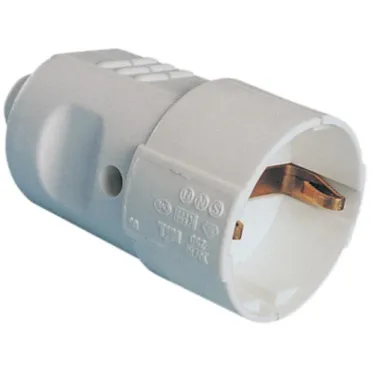 Розетка кабельная бытовая с центральным вводом кабеля. Серая. IP20 16А 2P+E 230В