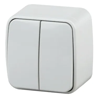 Выключатель Intro Polo 3-104-01 двухклавишный, 10A-250В, IP20, ОУ, белый