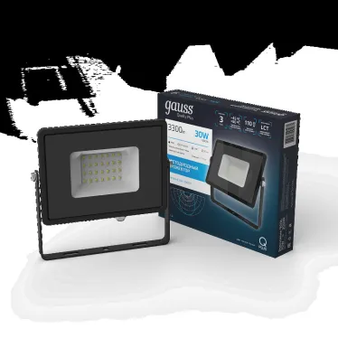 Прожектор светодиодный ДО 30 Вт 3600 лм 6500К AC 220В IP65 128х28х160мм матрированное закаленное стекло Qplus Gauss
