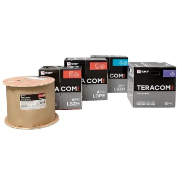 Кабель витая пара TERACOM PRO Cat.5E F/UTP 4 пары solid 24AWG цвет серый упак. 305м | TRP-5EFTP-04PVC-GY-IN3 | EKF