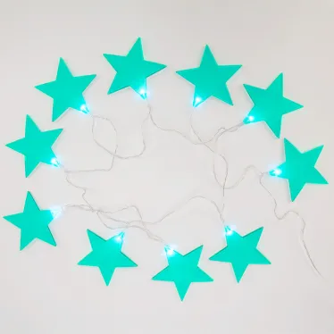 Гирлянда светодиодная Звездопад бирюзовая 10 LED, 2,25 м, прозрачныйПВХ, белый цвет свечения, 2 х АА (батарейки не в комплекте) | 304-004 | NEON-NIGHT