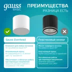 Светильник светодиодный декоративный бытовой с рассеивателем HD024 10W (белый) 4100K 88х75мм | HD024 | Gauss