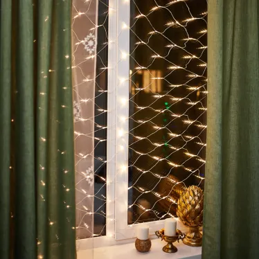 Гирлянда "Сеть" 1,8х1,5м, прозрачный ПВХ, 180 LED ТЕПЛЫЙ БЕЛЫЙ | 215-136 | NEON-NIGHT