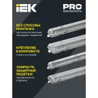 Светильник ДСП 2102 под светодиодную лампу 2хT8 600мм IP65 IEK