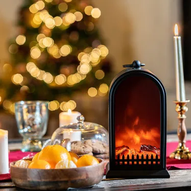 Светодиодный камин Фьюжн с эффектом живого огня 14,7x11,7x25 см, батарейки 2хС (не в комплекте) USB, черный | 511-039 | NEON-NIGHT