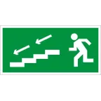 Пиктограмма (Наклейка) По лестнице вниз налево (130х260) для URAN/ANTARES | 2502000650 | Световые Технологии