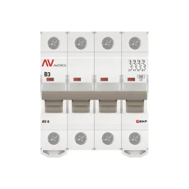Выключатель автоматический AV-6 4P 3A (B) 6kA AVERES