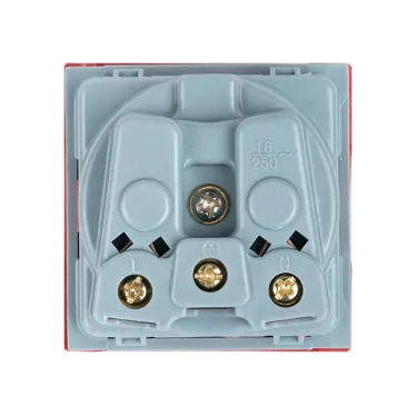 Розетка 45х45 (2 модуля), с заземлением, красная, прямая