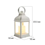 Декоративный фонарь со свечкой, белый корпус, размер 10.5х10.5х22,35 см, цвет ТЕПЛЫЙ БЕЛЫЙ | 513-054 | NEON-NIGHT