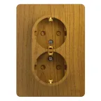 GLOSSA Розетка двойная с заземлением со шторками дуб в сборе