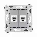 Avanti Компьютерная розетка RJ-45 без шторки в стену, кат.6А двойная, Закаленная сталь