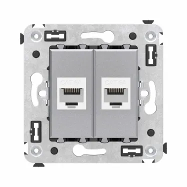 Avanti Компьютерная розетка RJ-45 без шторки в стену, кат.6А двойная, Закаленная сталь