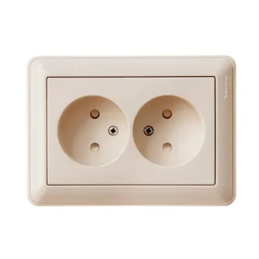 W59 Розетка двойная скрытая без заземления 16А бежевая