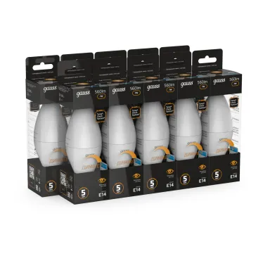 Лампа светодиодная LED 7Вт E14 220В 3000К свеча, диммируемая | 103101107-D | Gauss