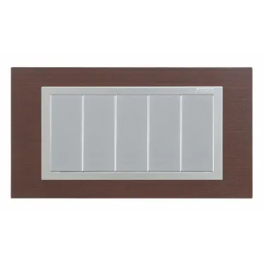 Рамка с суппортом на 5 узких модулей, S82C, венге - алюминий (дерево)