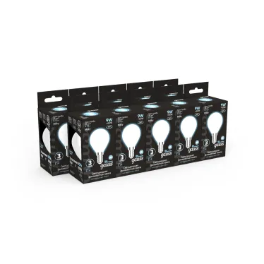Лампа светодиодная Filament Шар 9W 610lm 4100К Е14 milky LED 1/10/50 | 105201209 | Gauss
