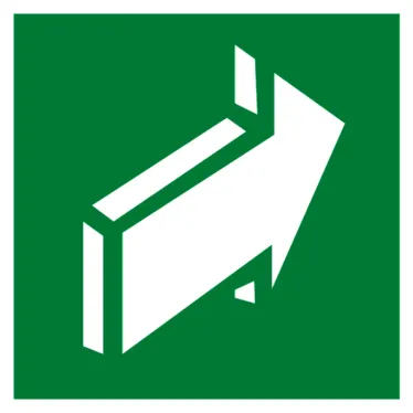 Знак эвакуационный E 18 ''Открывать движением от себя'' 200х200 мм, пленка самоклеящаяся с фотолюминесцентным покрытием ГОСТ Р 12.4.026-2001