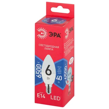 Лампа светодиодная LED B35-6W-865-E14 R (диод, свеча, 6Вт, хол, E14) (10/100/3500)
