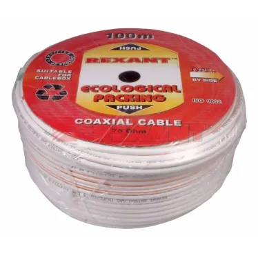 Кабель коаксиальный SAT 50 M, Cu/Al/Cu, 75%, 75 Ом, бухта 100 м, белый, REXANT