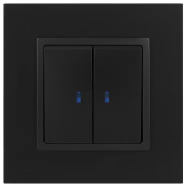 Выключатель двойной с подсветкой, 10АХ-250В, Эра Elegance, антрацит,14-1105-05