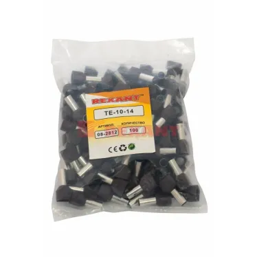 Наконечник штыревой втулочный изолир F-14 мм 2х10 кв мм (НШВи(2) 10-14хНГи2 10-14), REXANT