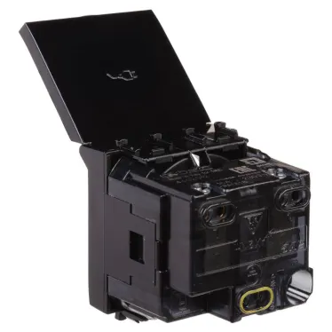 Avanti Розетка с крышкой ''Черный квадрат'', 2P+E, с защитными шторками, 2 модульная