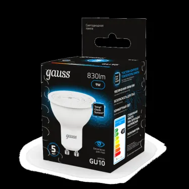 Лампа светодиодная LED 9 Вт 830 лм 6500К софит MR16 холодный GU10 AC 220В Black Gauss