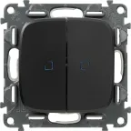 Valena ALLURE Переключатель двухклавишный 10АХ 250В с подсветкой С лицевой панелью Антрацит