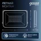 Прожектор светодиодный  Qplus 50W 4250lm 6500K 200-240V IP65 графитовый LED 1/10 | 690511350 | Gauss