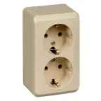 ЭТЮД Розетка двойная наружная с заземлением без шторок бежевая