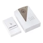 Звонок беспроводной на батарейках 004 (белый-серый 36 мелодий с индикацией 2х1.5В АA дистанция 80м) Basic