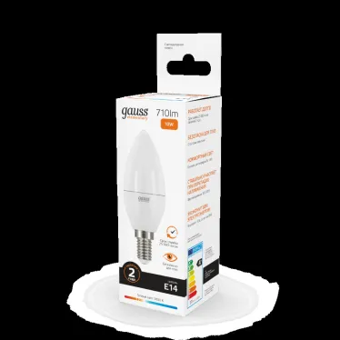 Лампа светодиодная LED 10 Вт 710 лм 3000К свеча теплый E14 AC 220В Elementary Gauss